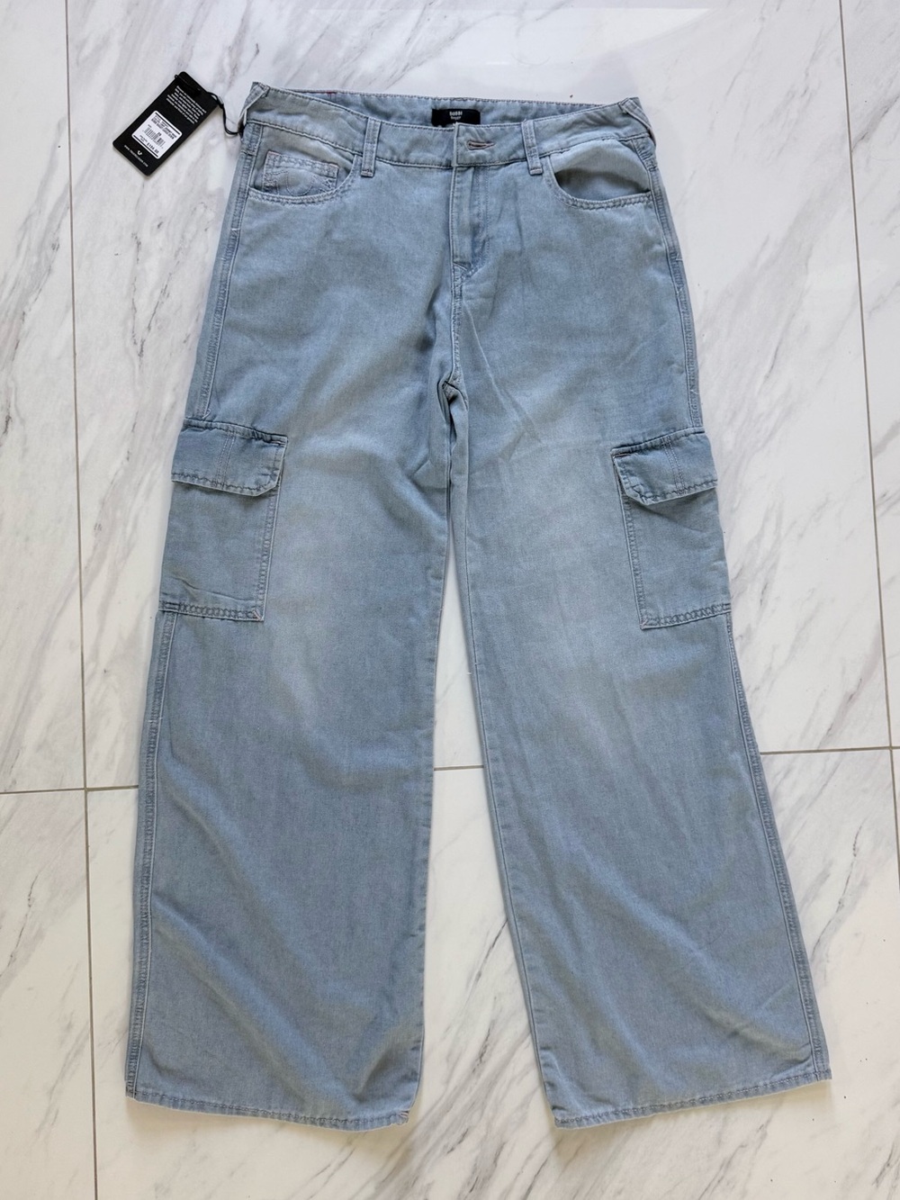 NWT True Religion Bobbi Baggy Cargo Jeans Light Journey Wash Size 29
